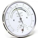 Fischer 122.01HT - Wohnklima-Hygrometer und Raum-Thermometer - 103mm Edelstahl-Luftfeuchtigkeitsmesser - Made in Germany