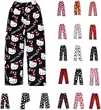Pyjama Hose Damen Schlafanzug Kinder Schlafhose Mädchen Lang Flanell Kawaii Pyjamas Anime Bequeme Cartoon Schlafanzughose Sommer Weich Atmungsaktiv Süßer Hosen Y2K Halloween Weihnachten Casual