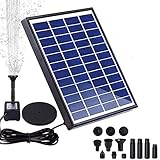 Upgrade 5.5W Solar Springbrunnenpumpe, FeelGlad Solar Wasserpumpe mit 6 Düsen, Gartenbrunnen Solar Teichpumpen für Fischteiche Vogeltränke, Gartendekoration, Wasserradfahren, kein Strom erforderlich