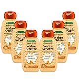 Garnier Shampoo gegen brüchiges Haar, Reparierendes Haarshampoo mit Akazienhonig und Bienenwachs, Für mehr Glanz und Geschmeidigkeit, Wahre Schätze Honig, 6 x 250 ml