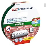 tesa Powerbond Outdoor - Doppelseitiges Montageband für den Außenbereich - Wasserfestes, starkes, UV-beständiges Klebeband - 5 m x 19 mm