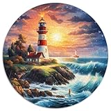 Leuchtturm Puzzle 1000 Teile Rund Fur Erwachsene Und Kinder Gebäude Poster Spiel Abbauen Impossible Stressabbau Kreativ 1000pcs (67.5x67.5cm)