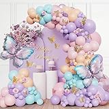 yosiio Hawaii Luftballon Girlande, Flamingo Ballon Girlande Set Rosa Grün Luftballons Kinderpartydeko, Tropische Ananas Ballon Geburtstag Strand Outdoor Luau Party Supplie (Schmetterling)