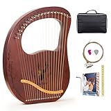 VixxNoxx Lyre Harfe 19 Metallsaiten Mahagoni Leier harfe Musikalische Instrumente mit Stimmschlüssel Ersatzsaiten Musikbuch in Englisch Tragbare Tasche, harp für Erwachsene Kinder Anfänger