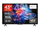 TCL 43V6C 43 Zoll Direct LED TV, 4K HDR Fernseher, Smart TV mithilfe von Google TV (Dolby Audio, Motion Clarity, Kompatibel mit Google Assistant & Alexa)