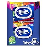 Tempo Feuchtes Toilettenpapier Mein Verwöhnmoment Limited Edition - wechselnde Designs, Ohne Farbstoffe, Wiederverschließbar, Vorteilspack, 16 x 42 Feuchttücher