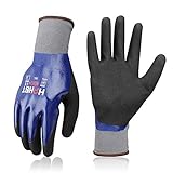 HPHST wasserdichte Arbeitshandschuhe 3 Paare Nitrilbeschichtung Handschuhe wasserdichte und Öldichte Gartenhandschuhe Bauhandschuhe für Herren und Damen Größe: 10 / XL