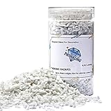 TWINKLING Hochglanz-Feuerglas-Kies, Stein-Glitzer, zerbrochenes Glas, Feuersteine, zerdrücktes Glas für Feuerstellen, Basteln, Kunstharz, Kunst, Aquarium, Garten, 3–6 mm, Glas (weißes Porzellan)