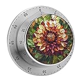 Großer Küchentimer mit Dahlienblume, zum Kochen, mit lautem Alarm, keine Batterien erforderlich, mechanischer Schreibtisch-Timer, magnetische Rückseite