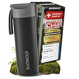 Bachgold® Profi Outdoor Wasserfilter Flasche I Entfernt 99,99% aller Bakterien und filtert Mikroplastik, Partikel und Chlor I Blackout & Krisensicher (Schwarz, 500ml)
