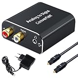 AMANKA Analog zu Digital Audio Konverter mit Optischem Kabel- Analog auf Digital Wandler RCA Cinch + 3.5mm Audio-Klinke zu Toslink/SPDIF Koaxial Audio Adapter für TV DVD Blu-Ray PS3 XBOX -Aluminium