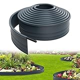 UISEBRT Flexible Rasenkante Kunststoff 6m - Beetumrandung mit runden Oberkante Beeteinfassung - Verhindert Wurzelausbreitung - Stabile Beetbegrenzung, 9,6 cm x 6m, Anthrazit