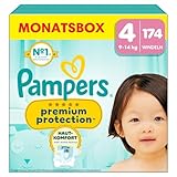 Pampers Premium Protection Größe 4, 174 Windeln, 9kg-14kg,...