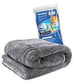 Kemes Mikrofasertücher Auto XXL Ultra saugstark mit 1400 GSM Heavyweight Grau 40x40cm Premium Microfaser Trockentuch Kratzfrei | 5-Fach Saugstark Poliertuch für Autopflege und Motorrad