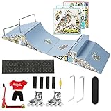 HIHOBDAY 4 Stück Skate Park Kit Rampe Teile für Finger Skateboard Park Kit Teil Training Requisiten mit Finger Skateboards Skates und Roller (blau)