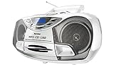 Karcher RR 510(N)-W - tragbares CD Radio (CD Player mit Kassette, FM Radio, Boombox, kleiner Kinder CD Spieler, MP3-Player, USB, Stereoanlage, Kompaktanlage, Batterie/Netzbetrieb)