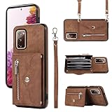 Asuwish Handyhülle für Samsung Galaxy S20 FE 5G Hülle mit Band Kartenfach Klappbar Geldbörse Ständer Cover Leder Kette S20FE 4G S20FE5G S 20 Fan Edition Handy Hüllen Schutzhülle Damen Phone Case Braun