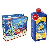 PUSTEFIX Multi-Bubbler PAW Patrol 250ml I Seifenblasen Kinder Set mit 2 Ringen für Kindergeburtstag UVM. I Große Seifenblasen + 2X Seifenblasen Nachfüllflasche Maxi 1L