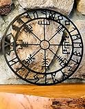 TUHNHGD Wikinger Deko, Wanddeko Metall, Deko Wand, éTiquette En MéTal Antique, Geeignet FüR Wohnzimmer, Schlafzimmer, Bad Und Haus Wanddekoration, GroßE Schwarze Metall Wandkunst