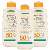 Garnier Ambre Solaire Sonnenmilch Ocean LSF 50 – hoher Schutz – wasserdicht – umweltfreundliche Formel – 200 ml (3 Einheiten)