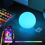 FUYO Smarte LED Kugelleuchte mit Akku - Wasserfeste Leuchtkugel mit Farbwechsel - Dimmbare LED Kugel für Außen & Innen - 15 Cm Große Kugel Lampe mit Schutzklasse IP66 Ball and Cube