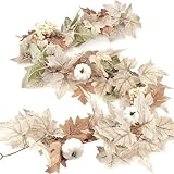 1pc Maple Leaf Garland, 5, 9 Fuß Bauernhaus Herbstgirlande mit Beeren, dekorative gefälschte Blätterreben für, Thanksgiving und Halloween Dekor