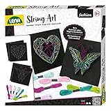 Lena 42650 - Bastelset String Art Schmetterling und Herz, Komplettset für 2 Fadenbilder, mit 2 Grundplatten, ca. 21, 5 x 21, 5 x 1 cm, Stecknadeln und 6 farbige Garnen, Set für Kinder ab 8 Jahre