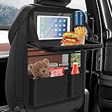 Oneyus Auto Organizer, Autositz Organizer Große Rückenlehnenschutz Auto Kinder Multifunktional Wasserdicht Rücksitz Organizer mit Klapptisch, Tablet Tasche und Viele Taschen