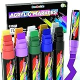 FansArriche Acrylmarker, 15 mm Jumbo -Filztipp, 10 farben wasserdichte und dauerhafte Lackierstifte zum Markieren, Acrylmarker für Steine Wasserfest, Schilder, Kalligraphie und Gemälde im Freien
