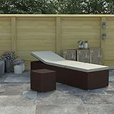 WSJHUHK Möbel, Outdoor-Möbel, Sitzgelegenheiten, Sonnenliege mit Kissen und Teetisch, Polyrattan, Braun