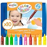 Aladine 3042032-10 Malstifte für die Badewanne, abwaschbare Bademalstifte für Kinder