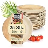 Moritz & Moritz Palmblatt Teller rund Ø 20 cm - 25 Nachhaltige Einwegteller - Alternative zu Bambusteller und Bambusgeschirr