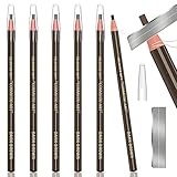 Waterproof Eyebrows Pencil Tattoo Makeup And Microblading Supplies Kit-Permanent Eye Brow Liners In 5 Colors Waterproof Eyebrow Pencils Peel - Brow Pencil Set For Marking (6 Dark Brown)