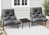 HavenGlide Gartenmöbel Set 3 teilig - Balkonmöbel Kleinen Balkon mit Gepolsterter & Tisch, Balkon Möbel Set | Bequemer Balcony Furniture Sitzgruppe für Garten Terrasse - Grau