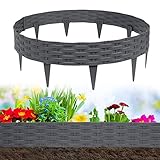 VA-Cerulean Kunststoff Rasenkante,10M Rattan-Optik Beeteinfassung,Beetumrandung Palisade,Gartenpalisade,Beetzaun,Randsteine,Anthrazit,1 Element (L x H): 100 x 20cm,10 Stück