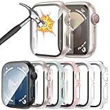 HAANILKYI 6 Stück Schutzhülle mit Displayschutzfolie Kompatibel mit Apple Watch Series 9/8/7 41mm, Rundum Ultradünne PC Hard Hülle Kratzfest Schutzhülle für iWatch 41mm