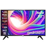 TuTu Smart TV 32 Zoll(80cm) Fernseher Android TV HD Dolby Audio Triple Tuner(DVB-T2/S2/C) Google Play Store YouTube Netflix DAZN Google Assistant WiFi Bluetooth(2023)