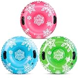 ZMLM Snow Tube, 3er-Pack 90cm Rot Blau Grün aufblasbarer Schlitten Kinder Erwachsene, verdickter Schwere-Duty Schlitten mit Griffen, Wintersport-Spielzeug für Familienaktivitäten im Freien