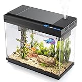 Vehipa Nano Aquarium, 9L Aquarium Klein mit intelligentem Luftbefeuchter, Temperaturanzeige, UHD-Glas, 7-Farben-Beleuchtung, 3 in 1 Leise Pumpe mit Filterung & Sauerstoffzufuhr & Zirkulation