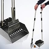 XXYL Hundekotschaufel Set Pet Poop Tray und Rake Set für große mittlere kleine – 95cm Lange verstellbare Griff Bin mit Rake Waste Removal Scoop