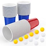 AOLUXLM 50 Stück Becher, 16 oz/473 ml Partybecher Kunststoff Red Blue Cups Wiederverwendbar Plastikbecher Getränkebecher