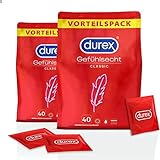 Durex Gefühlsecht Classic Kondome – Perfekter Sitz & leichtes Abrollen – Dünn, befeuchtet, transparent, angenehmer Geruch – 80 Kondome (2 x 40 Stück)