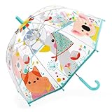 Djeco DD04718 Kinder-Regenschirm Natur | mit bunten Tieren | durchsichtiger Kinderregenschirm | Mädchen | Kinder | transparenter Kinderschirm