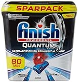 Finish Quantum Ultimate Spülmaschinentabs – Phosphatfreie Geschirrspültabs mit 3-fach Wirkung – Kraftvolle Reinigung, Fettlösekraft und Glanz – Sparpack mit 80 Finish Tabs