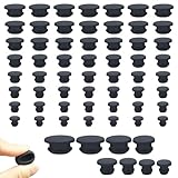 40 Stück Gummistopfen, Lochstopfen Schwarz Verschlussstopfen Rund Silikonstopfen Gummistöpsel wasserdichte Gummi Stopfen für Löcher 4/5.5/7.5/8/8.5/9/9.5/10 mm Innendurchmesse