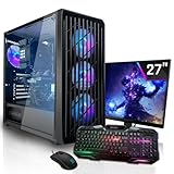 SYSTEMTREFF Basic Gaming Komplett PC Set AMD Ryzen 5 PRO 4650G 6x4.2GHz | AMD RX Vega 7 4K HDMI DX12 | 512GB M.2 NVMe | 16GB DDR4 RAM | WLAN Desktop Paket Computer für Gamer, Gaming