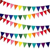 ZCXG 60 Stück Filz Wimpelkette Regenbogen Wimpel Banner Multicolor Party Girlande für Geburtstagsfeier Schlafzimmer Fenster Klassenzimmer Dekoration