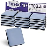 Filzada® 16x Teflongleiter Selbstklebend - 35 x 35 mm (eckig) - Profi Möbelgleiter/Teppichgleiter PTFE (Teflon)