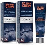 2 x NO HAIR CREW Enthaarungscreme für den Intimbereich – extra sanfte Haarentfernung für Männer (Set 2 x 100ml)