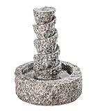 Dehner Gartenbrunnen Drill inkl. LED-Beleuchtung, Ø 45 cm, Höhe 55 cm, Granit, grau